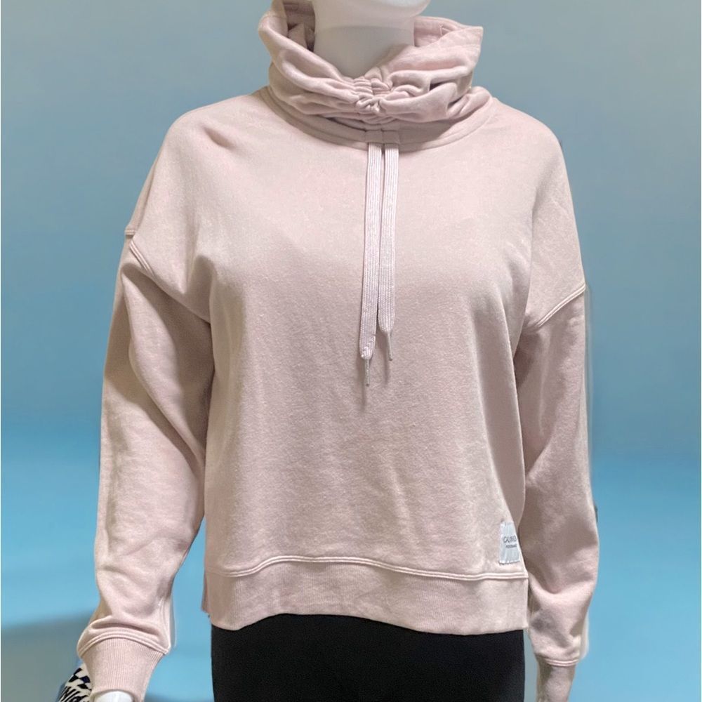 NWOT Calvin Klein Performance Dusty Pink Drawstring Cowl Neck Pullover XS